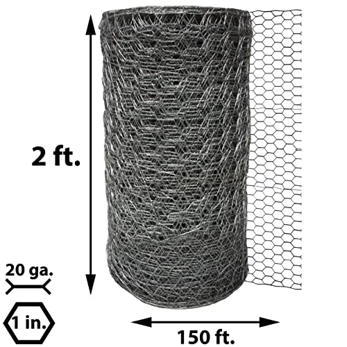 Acorn Chicken Wire 1" X 24" X 150', Perfect for Garden Fencing, Animal Barrier, Plant Supports and DIY Projects, Galvanized Steel - size: 2' Wide X 25' Long, style: 1" Hexagon Pattern