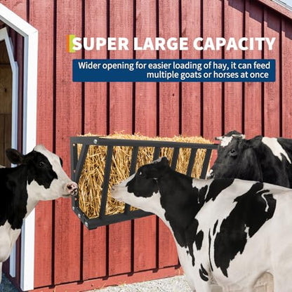 Garvee Hay Feeder for Horses, 27'' Long Hay Rack with 16 Gallon Large Capacity, Heavy Duty Carbon Steel Wall Mounted Feeder Rack for Horses, Goats, Sheep in Stable and Farm - size: 27 inch