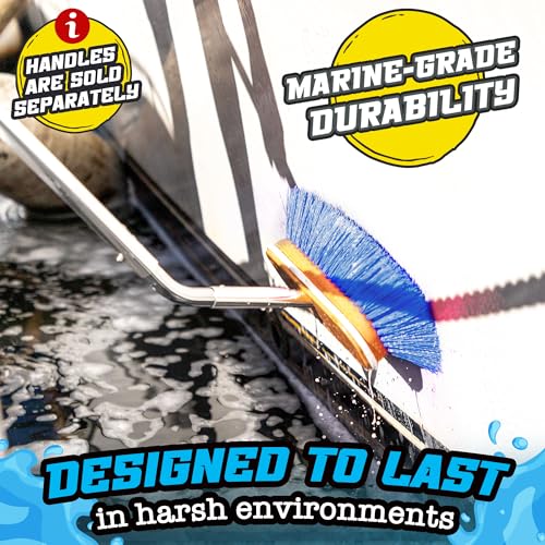 Salty Captain Medium Bristle Boat Deck Brush – Versatile Cleaning for Non-Skid, Fiberglass & Painted Surfaces – Durable Marine-Grade Design - style: Brush Medium (Pole not included)