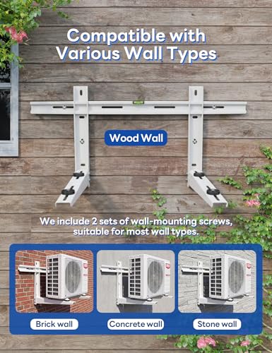 Outdoor Mini Split Wall Mounting Bracket, Heavy-Duty Wall Bracket for 7000 Btu to 12000 Btu Ductless Mini Split Air Conditioner AC Heat Pump Systems - size: 7000-12000 BTU