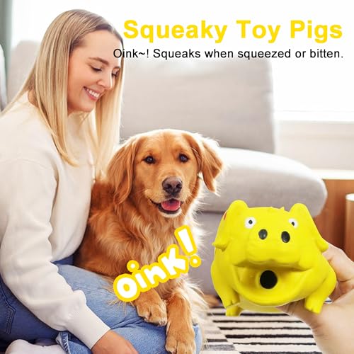 Squeaky Pig Dog Toy that Oinks, Latex Pig 7.3 in Grunting Dog Toys, Durable Dog Chewing Toys for Small Medium Large Dogs(Yellow, 1 Pcs) - color: Yellow 20CM