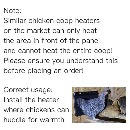 HOPOCO Smart Chicken Coop Heater with Efficient Thermostat, Compatible with Timers & Temp Controllers, 200W Safe Inside Radiant Flat Panel Warmer, Remote-Adjustable for Pets & Animals in Winter