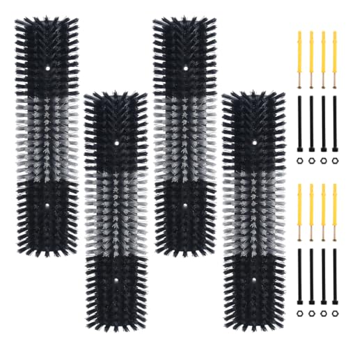 Livestock Scratch Brush for Cattle, Horses, Goats, Cow, Durable Scratching Brush, Massage Grooming Tool for Healthy Coat, Relieves Itching, Easy Install on Fence Posts(4pcs, Black) - color: Black, size: 4Pcs