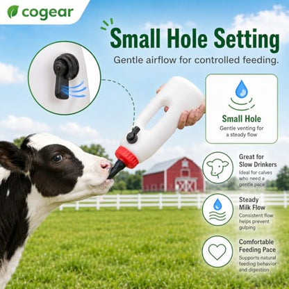 Screw Nipple Calf Feeding Device, Calf Feeding Bottle with Rubber Nipple & Cap, Handle Milk Pot Calfs Feeding Supplies (4L-Adjustable) - color: 4L-Adjustable