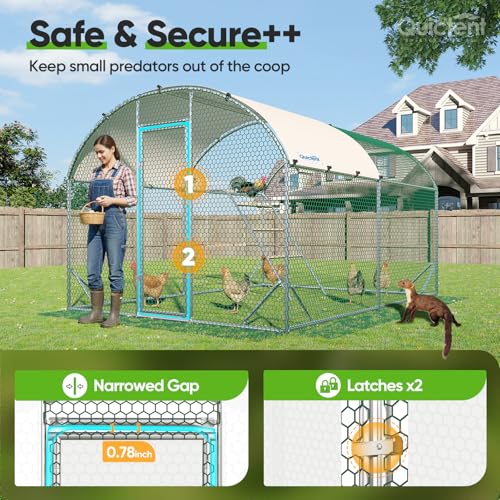 Quictent Essential Series 12x9x6.6ft Metal Chicken Coop Run with Climbing Ladder, Walk-in Outdoor Poultry Cage with PVC Coated Chicken Wire, Hen Duck Rabbit Farm House, Waterproof Anti-UV Cover - size: 12x9ft