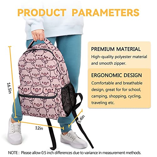 Pig Backpack Gifts, 16 Inch Cute Pig Bookbag Durable, Lightweight, Large Capacity, Funny Animal Backpack for School - color: Style-1