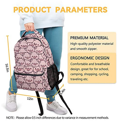 Pig Backpack Gifts, 16 Inch Cute Pig Bookbag Durable, Lightweight, Large Capacity, Funny Animal Backpack for School - color: Style-1