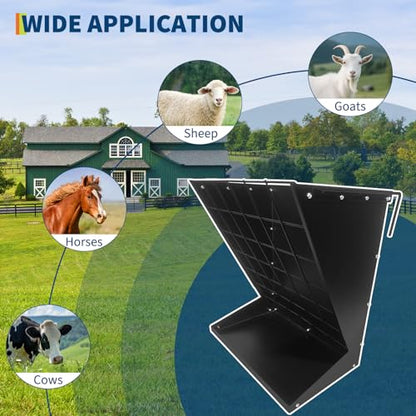 GarveeLife Wall Mount Hay Feeder for Goats, 2 in 1 Hay Rack, Heavy Duty Galvanized Steel Livestock Feeder with Adjustable Distance, Hanging Feeders for Goats, Sheep, Horse - color: black