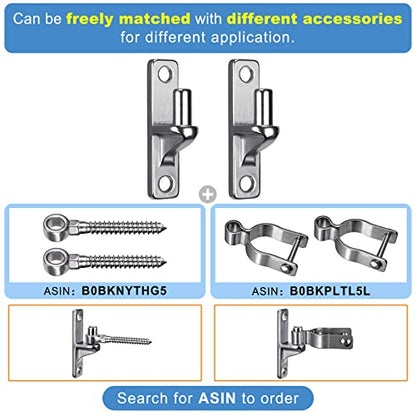 Insaga 304 Stainless Steel Gate Hinges 2 Pcs, Heavy Duty Wall Mount Hinges with 5/8" Pin, One-Piece Casting Farm & Chain Link Fence Gate Hardware - color: Silver-SS-Pin-2Pcs