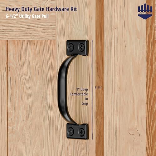 Fence Gate Hardware Kit, Heavy Duty Gate Kit for Wooden Fence with Self Locking Gate Latch, 6in T-Strap Gate Hinges, Door Pull Handle, Gate Hinges and Latch Set for Wooden Vinyl Fence