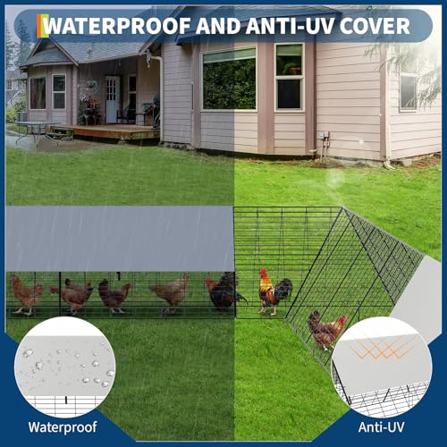 236.2" x 157.5" x 24.2" Chicken Tunnels for Yard, Portable Chicken Coop with Corner Frames, 2 Sets, Easy Installation, for Chickens, Ducks, Rabbits