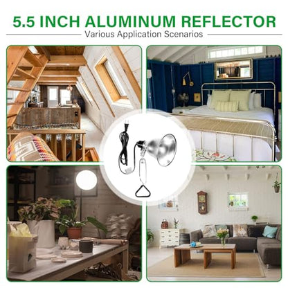 Simple Deluxe 2-Pack Clamp Lamp Light with 5.5 Inch Aluminum Reflector up to 60 Watt E26 (no Bulb Included) 6 Feet 18/2 SPT-2 Cord, Silver - size: 5.5 Inch (60 Watts), style: 2-Pack