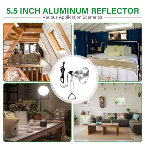 Simple Deluxe Clamp Lamp Light Socket with 5.5 Inch Aluminum Reflector, Suit for Max 60 Watt Lamp (No Bulb Included) with 18/2-Gauge 6 Feet Cord, 1-Pack - size: 5.5 Inch (60 Watts), style: 1-Pack