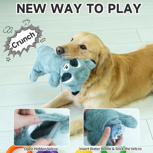 Mihachi No Stuffing Crinkle Dog Toys,2-in-1 Holds Water Bottles-Cruncher with Puncture Resistant Squeaker, Dog Squeak Toys Plush Dogs Chew Toy for Small Medium Large Breed Chewer, Raccoon - color: Raccoon