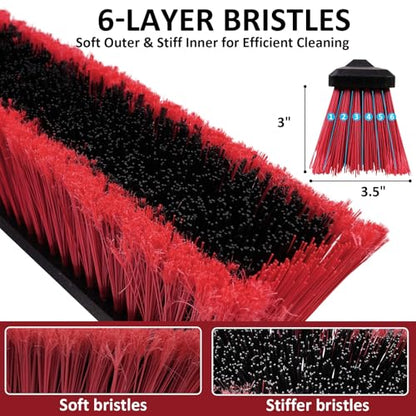 18” Push Broom with 70” Adjustable Handle - Heavy Duty Outdoor Broom for Shop, Garage, Driveway, Patio, Yard & Deck Cleaning