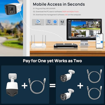 PANOEAGLE 4MP Dual Lens PoE IP Security Camera Outdoor with 180° Panoramic Wide Angle,Smart Color Night Vision,Smart Motion Detection,2-Way Audio & Micro SD Slot(512G),IP67 Waterproof,NDAA Complaint