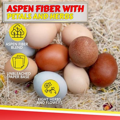 Chicken Nesting Pads with Aromatic Nest Herbs | Natural Excelsior Aspen Fiber Poultry Bedding | 13 x 13 Inches | Pack of 10 - style: With Aromatic Herbs