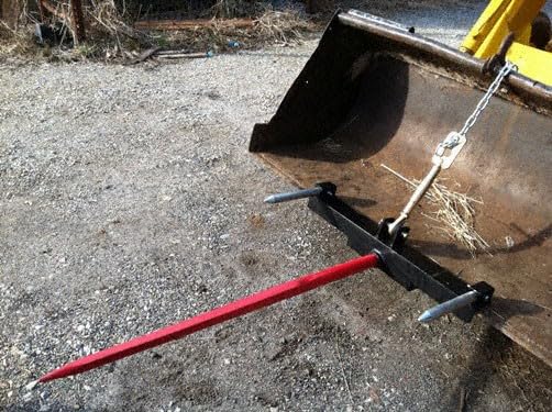 Front Loader Bucket Hay Bale Spear Attachment w/ 43" Bale Spear & Stabilizer Spikes, Rated 3000 LB - size: 1 x 43"