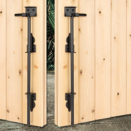 24" Heavy Duty Cane Bolt Gate Drop Rod-Steel Gate Ground Latch Designed for Wood Metal Vinyl Gates or Double Doors Fence Applications-2 Pack - size: 24 Inch-2 Pack
