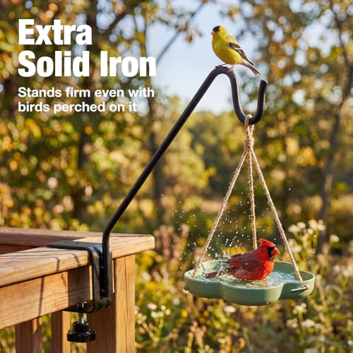 Kingsyard Middium Heavy Duty Deck Hook - 10 inch Metal Deck Railing Hooks for Hanging Bird Feeders, Planters, Suet Baskets, Lanterns, Wind Chimes - size: 10" Clamp Mounted