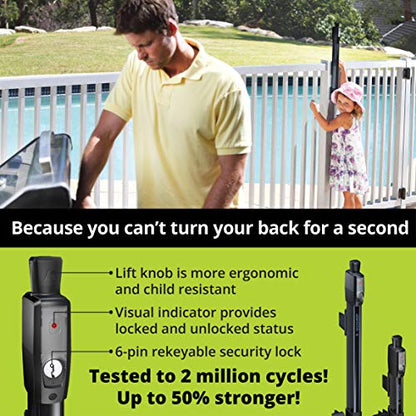 National Hardware MagnaLatch N346-212 Magnetic Self-Closing Pool Gate Latch with Vertical Pull, Child Proof Safety, Visual Indicator, Black Finish for Fence Gates - size: (Pack of 1)