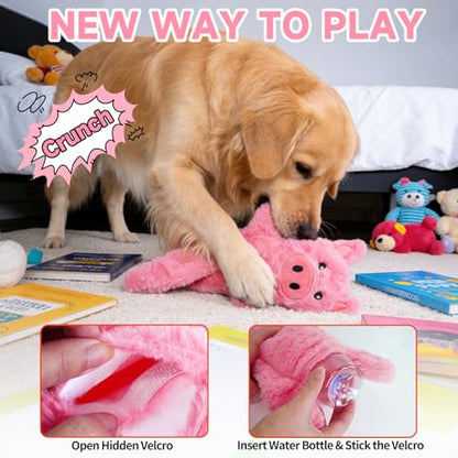 Mihachi No Stuffing Crinkle Dog Toys,2-in-1 Holds Water Bottles-Cruncher with Puncture Resistant Squeaker, Dog Squeak Toys Plush Dogs Chew Toy for Small Medium Large Breed Chewer, Pig - color: Pig