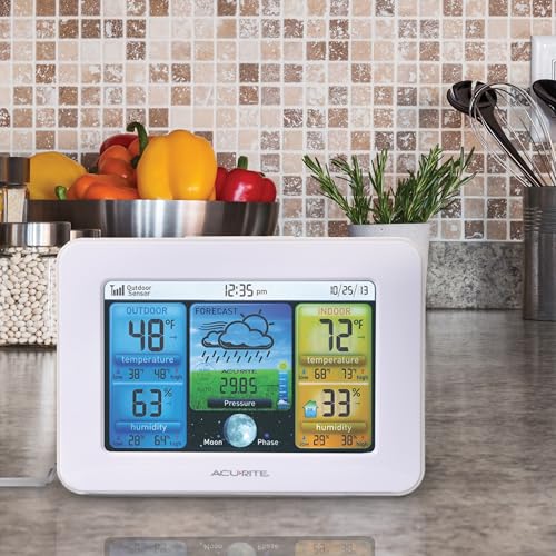 AcuRite 02041M Color Weather Station with Forecast, Temperature, Humidity,White - color: White - Full Color Display