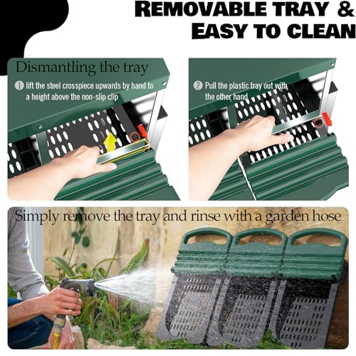 Chicken Nesting Boxes for Laying Eggs - 4 Compartment Roll Away Nesting Box for Chickens Coop with Adjustable Legs,Chicken Perch ＆ Roll Out Egg Tray,Curtains and 4 Fake Eggs Help Hen for Laying Eggs