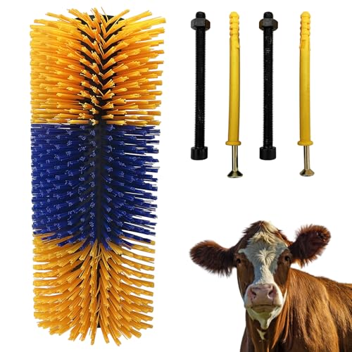 Livestock Grooming Brush Compact Scratching and Cleaning Tool with 4 Screws Durable Nylon Brush for Cattle/Sheep/Horse
