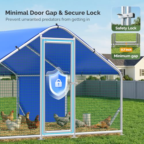 Sino Luban Metal Chicken Coop Run 11.8x8.9ft with Heavy Duty Hardware Cloth, Large Chicken Runs for Yard with Waterproof Cover, Outdoor Chicken Pen Enclosure, Walk-in Poultry Cage with Support Brace - size: 11.8x8.9 FT - Hardware Cloth
