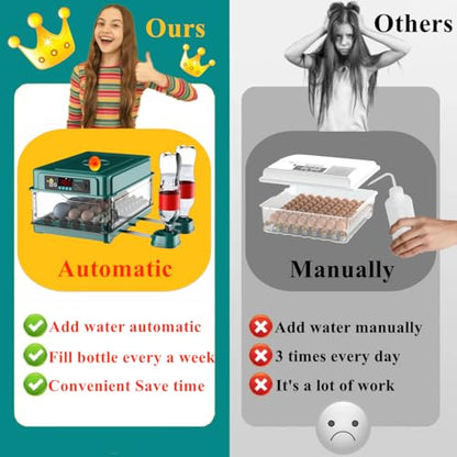 Egg Automatic Incubator 24-60 Eggs Automatic Intelligent Incubators for Hatching Eggs,Poultry Hatching Machine for Chicken Duck Goose Quail Bird Pigeon