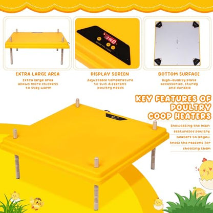 VIHOSE 20 x 20 Extra Large Brooder Heater for Chicks Brooder Heating Plate Pet and Poultry Warmer Warms up to 55 Chicks Adjustable Height and Livable Temperature 140 Fahrenheit