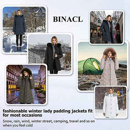 BINACL Women's Winter Warm Thicken Long Outwear Pockets Coat Parka Jacket XS-3XL - color: Navy, size: Large