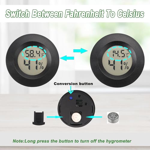 Mini Hygrometer Thermometer Digital Humidity Meter Indoor/Outdoor Humidity Monitor Reptile Thermometer for Greenhouse Garden Cellar Fahrenheit(℉)/ Celsius(℃) 2 Pack