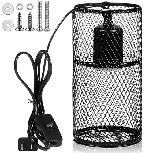 VIHOSE 1 Pcs Reptile Heat Lamp Guard with 150W Ceramic Heat Emitter Basking Anti Scald Heating Lamp Holder Mesh Cage Reptile Protection Lampshades for Lizard Snake Chick, Bulb Not Included (Black) - color: Black