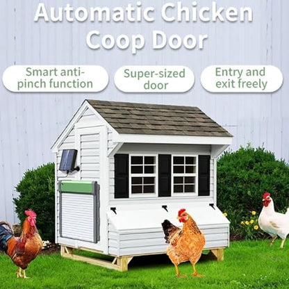 Automatic Chicken Coop Door Solar Powered,Solar Chicken House Door,Aluminum Alloy Chicken Door,Mix 4 Modes,with Remote and LCD Display,2000mAh Battery