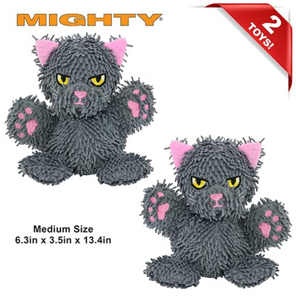 MIGHTY Tuffy 2 Pack Microfiber Medium Ball Cat Dog Toy | Ultra Durable Plush Toy with Multiple Layers & Reinforced Seams , Washable and Floats , Mighty® Construction - color: 2PK Grey Cat