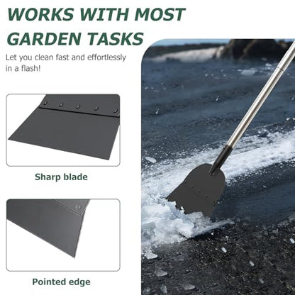 Floor Scraper Multifunctional Garden Shovel with 82” Adjustable Handle & Sharp Blade Heavy Duty All Steel Flat Shovel for Sidewalks Lawn Driveway Garden Weed Ice Dirt Moss Removal