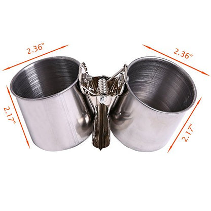 QBLEEV Bird Water Feeder Dishes, Bird Food Hanging Bowl for Cage Coop Cups | Stainless steel birdcage bowls feeding perches play stand with clamp, parrot pet animal hamster cage, easy to install - color: water and food cups