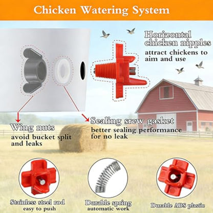 10 pcs Chicken Waterer Nipples with Drill Bits,Horizontal Automatic Chicken Waterer,Leakproof Poultry Watering System for Chicken Coop - size: 10PCS