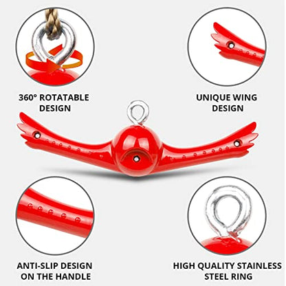 Ninja-Twister Swing Spins Set: Slackline Attachments - 360° Handle Twist-Spin Flips Toy Activate Ninja Powers Warrior Accessories Kids Hang Toys for Playground Backyard, Red - color: Red