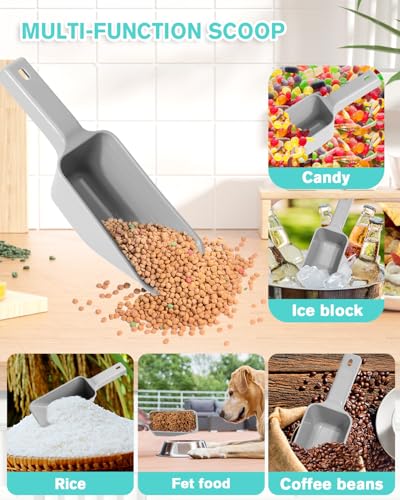2 Cup Dog Food Scoop(2 Pack), Plastic Pet Food Scoop with Measuring Lines for Accurate Pet Food Portions,Dishwasher Safe (Gray) - color: Gray