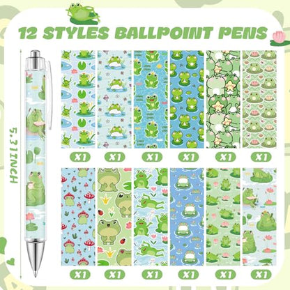 Dispowreath 24 Pcs Frog Sticky Notes with Pens Christmas Themed Gifts Notepad Cute Memo Notes Pads Self Adhesive Black Ink Ballpoint Pen for Frog Lover Gifts Office School Students Teacher Supplies - style: Frog