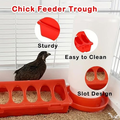 Easy to Chicken Feeder Waterer Set with Individual Feeding Holes Great for Farm or Home Use Chick Starter Set - color: B