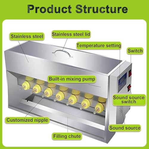 Piglet Feeding Station, Automatic Milk Feeder with 10 Nipples, Stainless Steel Cover and Valve, Ideal Livestock Milk Feeder for Piglets - size: 14Nipples
