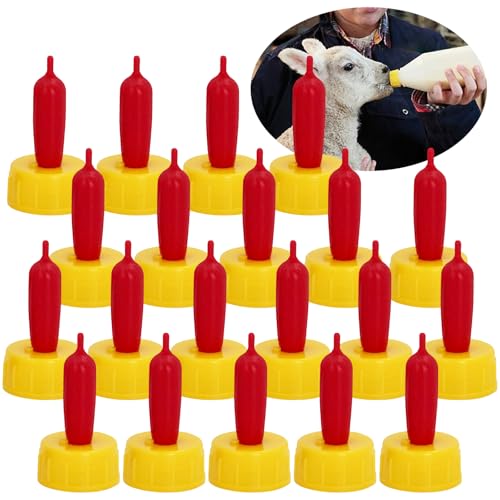 20-PCS Goat Nipples Nipple Soft Rubber Pacifier for Feeding Pup Foal Calf Small Animal Screw On Sprite Coke Soda Bottle (Yellow) - color: yellow