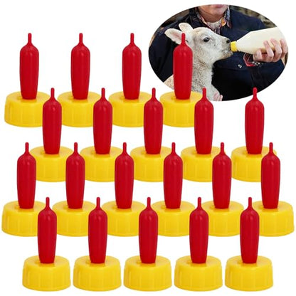 20-PCS Goat Nipples Nipple Soft Rubber Pacifier for Feeding Pup Foal Calf Small Animal Screw On Sprite Coke Soda Bottle (Yellow) - color: yellow