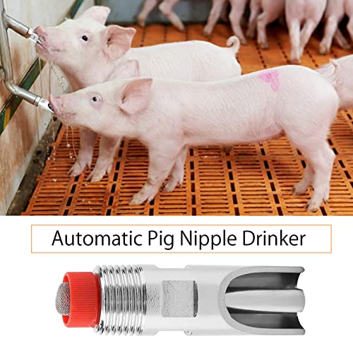 5PCS Automatic Pig Nipple Drinker Feeder Stainless Steel Piglets Cattle Waterer Drinking Dispenser Red hat Duckbilled Poultry Watering System