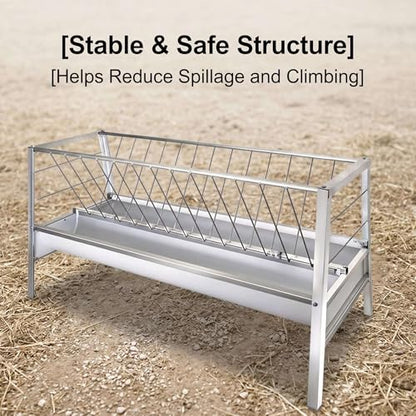 Reinforced Welded Galvanized Steel Livestock Feeder, Heavy‑Duty Anti‑Rust Hay Rack & Feed Basin, Long‑Lasting Pasture Feeding Tool for Goats, Sheep, Ponies, Calves