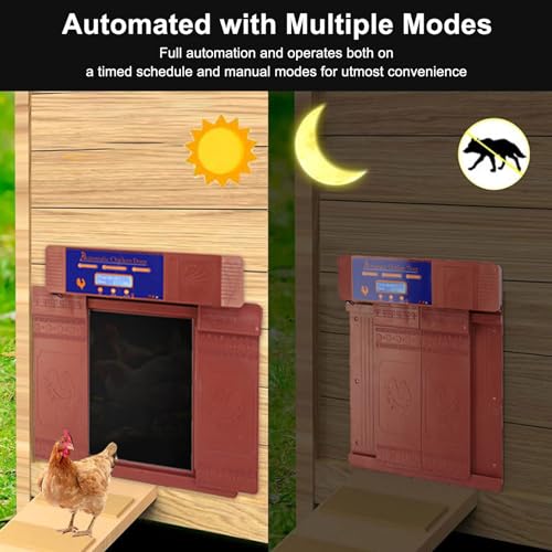 Automatic Chicken Coop Door Opener Anti Pinch IP45 Solar Powered Poultry Coop Door with Timer (Antique Brass) - color: Antique Brass